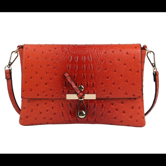 Croc and ostrich crossbody handbag - Picture 3 of 6